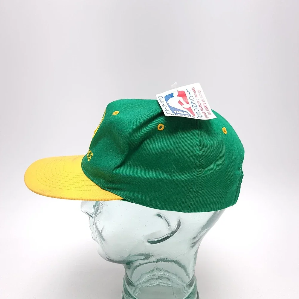 Vintage‎ Seattle SuperSonics Snapback Hat Drew Pearson NBA Green Yellow Skyline